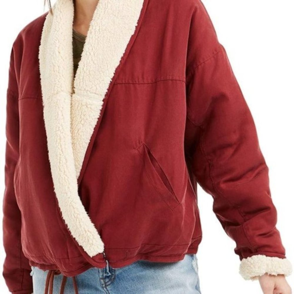 Free People Mix It Up Reversible Sherpa Jacket Large NWT - Picture 2 of 6